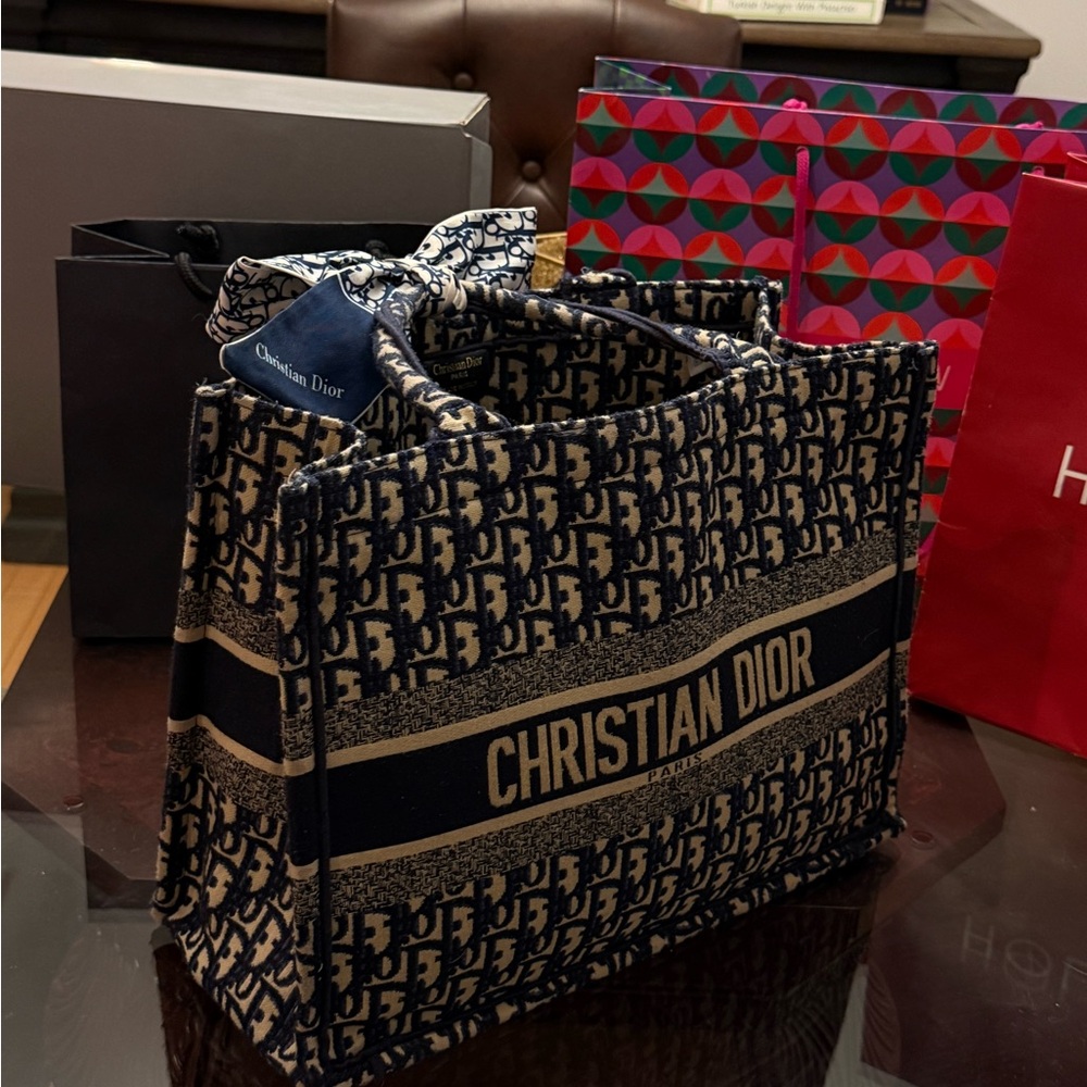 Dior Navy Monogram Book Tote